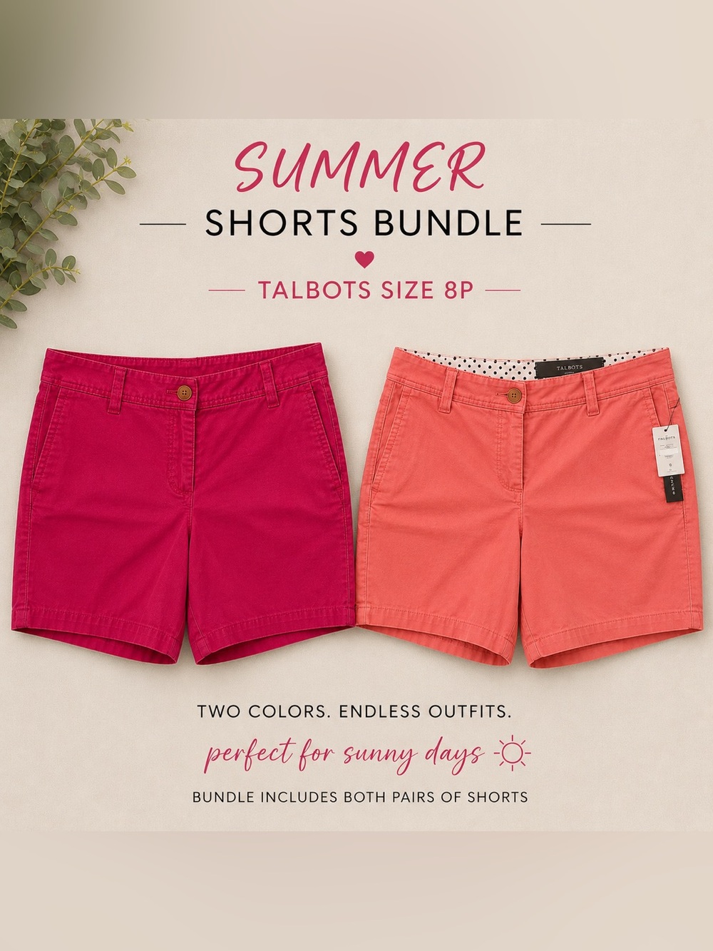 🌸 Talbots Girlfriend Chino Shorts Bundle – Size 8P 🌸